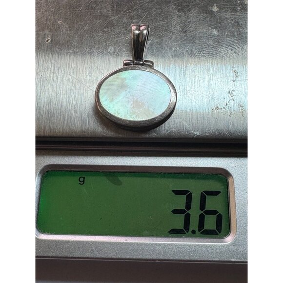 Estate Sterling Silver 925 Mother of Pearl Oval Pendant 3.6g No Chain Vintage - Picture 8 of 8